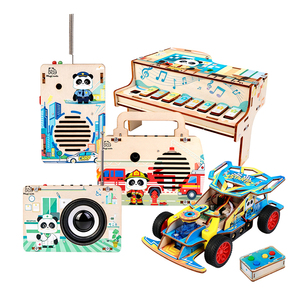 Kit STEM <span class=keywords><strong>de</strong></span> Aprendizaje Científico 5 en 1: Piano Electrónico <span class=keywords><strong>de</strong></span> Madera Hecho a Mano, Radio, Walkie Talkie, Grabadora <span class=keywords><strong>de</strong></span> Voz y Coche RC para la Escuela - Product Image 1