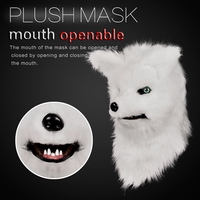Masque de renard blanc réaliste en latex, masque intégral de renard avec bouche mobile, costume de renard pour Halloween, fête costumée, masques d'animaux en fourrure