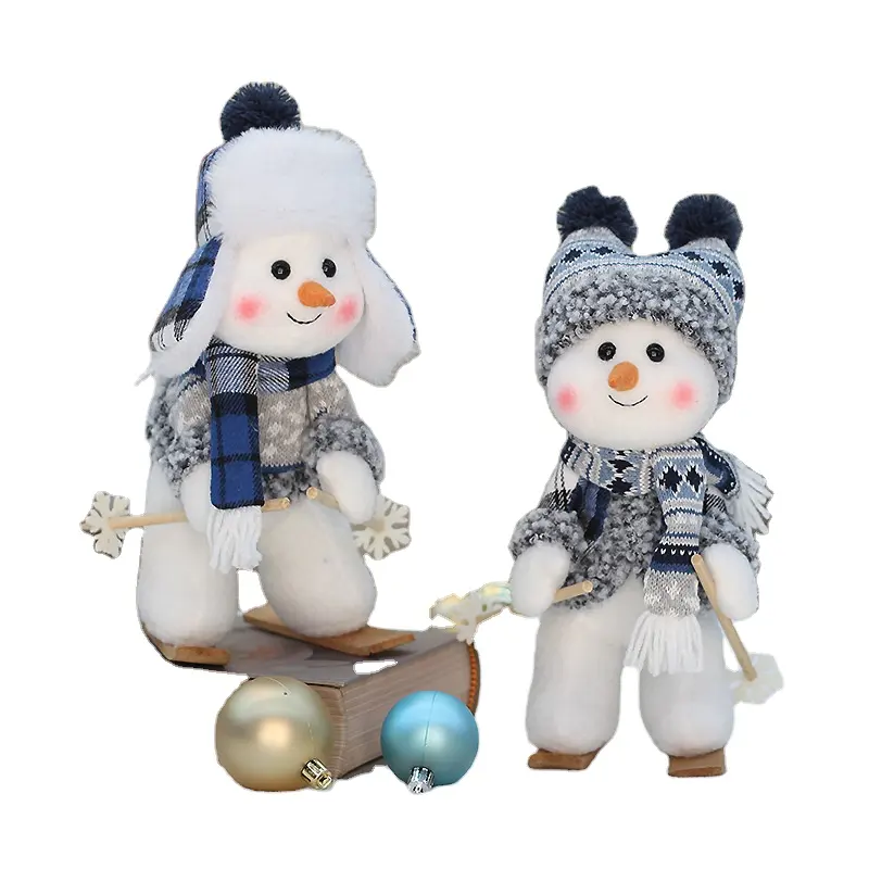 2024 Neues chinesisches saisonales Lieferant Plüsch-Weihnachtspuppen-Schaukel-Spielzeug blau Weihnachts-Schneeman-Spielzeug-Dekorationen Feiertagsgeschenk