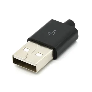 USB סוג 2.0 זכר DIY ערכת 4 P מחבר מתאם הרכבה עם plasric מעטפת עבור חוט הלחמה