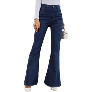 Jeans clásicos de pierna ancha con efecto desgastado en el bajo, para chicas, adolescentes y mujeres, de cintura alta, estilo campana, talla XL - Product Image 1