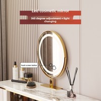 Coiffeuse moderne de haute qualité avec miroir éclairé, armoire de rangement rétractable et flexible de grande capacité, et bureau de maquillage intégré