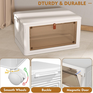 Contenitori di Stoccaggio Pieghevoli e Impilabili, Scatole in Plastica Richiudibili con Ruote per Organizzazione di Casa, Armadi e Ingresso - Product Image 3