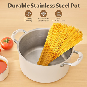 Casserole en fonte hollandaise de haute qualité 8 Qt avec couvercle en verre, non toxique, sans revêtement, compatible lave-vaisselle, poignées en acier inoxydable pour cuisinière à gaz - Product Image 3