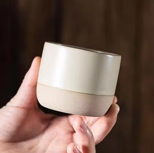 แก้วกาแฟเซรามิกสีเบจด้าน ขนาด 90 มล. 150 มล. 220 มล.  แบบไม่มีหูจับ สำหรับชงกาแฟหรือชาแบบกังฟู  รับสกรีนโลโก้ตามสั่ง - Product Image 2