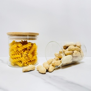 <b>Clear</b> Glass Canister Air Tight Food Storage <b>Containers</b> with Natural Bamboo Wooden Lid Kitchen Canister Glass Jars Bottles - Product Image 5