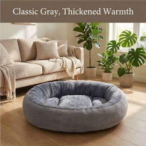 Cama Redonda de Lujo para Perros, Estilo Donut, XL, de Terciopelo, para Perros Pequeños, Medianos y Grandes, Diseño Sólido con Estampado Animal, También para Gatos - Product Image 2