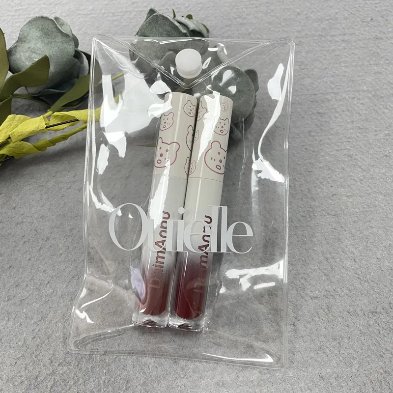 PVC透明プラスチックメイクアップジュエリーバッグボタンクロージャー、プレススナップボタン付きカスタム化粧品ブティックパッキングバッグ