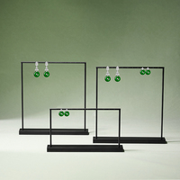 Support de boucles d'oreilles en métal noir mat, minimaliste, en forme de T, avec base lourde, accessoires de bijouterie pour emballage de vente au détail