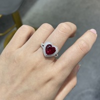 Bague de fiançailles et de mariage en argent S925, 4 carats, en forme de cœur, rouge sang de pigeon, cultivée en laboratoire, pour soirée romantique, cadeau