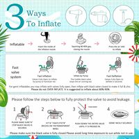 Lit de piscine gonflable pour adultes avec oreiller, double usage, pour la plage et la baignade estivale en extérieur