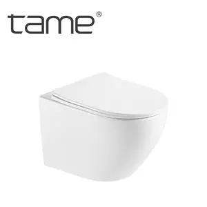 TAME TMYT3035-MW Blanc Mat Toilette Murale Moderne Inodoro Ensemble de Toilette Une Pièce Cuvette Céramique Ware Toilette Murale