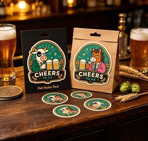 Vibrant Cartoon Die Cut Stickers High Quality Synthetic Paper Funny Animal Graphic <b>Decals</b> For Beer Themed Merchandise Party - Product Image 4