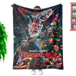 <span class=keywords><strong>Manta</strong></span> de Franela Personalizada con Estampado de Película de Terror de Halloween, <span class=keywords><strong>Manta</strong></span> de Felpa Vintage con Diseño de Payaso Aterrador en Blanco y Negro - Product Image 6