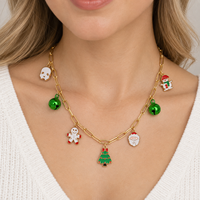 Collier de Noël Huibao en acier inoxydable avec chaîne trombone et pendentif émaillé, cadeau idéal pour femme