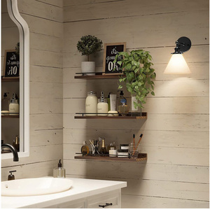 Trang Trại Màu Nâu Tối Gỗ Nổi Kệ Treo Tường Gỗ Mộc Mạc Nổi Kệ Tường Bằng Gỗ Kệ - Product Image 2