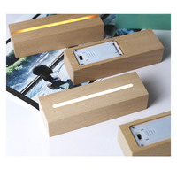 Bases de lámpara LED inalámbricas soporte de luz de batería soporte de luz de mesa LED de madera Base rectangular para hoja de acrílico decoración de dormitorio 3D