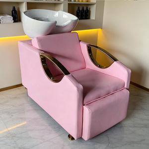 Classics Pink Gold Hair Salon Shampoo Chair <b>Bed</b> Luxury Reclining Hair Washing Station Chairs - Product Image 6