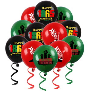 Venta al por mayor Día DE LA LIBERTAD Suministros para fiestas Decorativo <span class=keywords><strong>Junio</strong></span> Negro Feliz Juneteenth <span class=keywords><strong>Fiesta</strong></span> Decoración Globos de látex Juneteenth Globo - Product Image 1