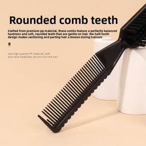 Peigne et brosse double usage pour hommes avec manche en plastique, pour <span class=keywords><strong>coiffure</strong></span>, <span class=keywords><strong>barbe</strong></span>, démêlage et coupe de cheveux - Outil de <span class=keywords><strong>coiffure</strong></span> - Product Image 4
