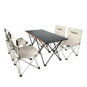 Popular Easy Carrying home barbecue picnic table aluminum alloy outdoor folding table and chairs sets for camping