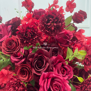 Buket Bunga Meja Mawar Burgundy 60CM untuk Pernikahan, Dekorasi Jalan, Hiasan Bunga Acara, Ukuran Dapat Disesuaikan - Product Image 5