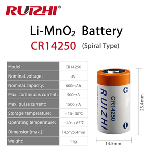 Nhà cung cấp Trung Quốc cr14250 pin <span class=keywords><strong>lithium</strong></span> <span class=keywords><strong>3V</strong></span> <span class=keywords><strong>1</strong></span>/<span class=keywords><strong>2AA</strong></span> <span class=keywords><strong>3V</strong></span> 600mAh cho đồng hồ thông minh - Product Image 3