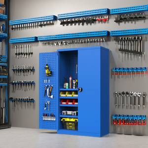 Tủ dụng cụ để đồ nghề ô tô, thiết kế tùy chỉnh, màu xanh dương, dành cho gara, 4 ngăn kệ có thể điều chỉnh với bảng lỗ - Product Image 6