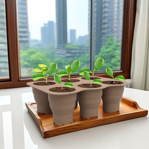Bandeja de silicona reutilizable para germinación de semillas, 6 celdas, plegable, con orificios de drenaje para la propagación de plantas - Product Image 5