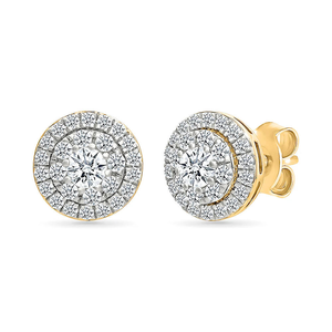 Custom <b>Silver</b> Circle Frame Earrings with Lab Grown Diamonds 10K Gold Style Luxury Jewelry for All Occasions - Product Image 1
