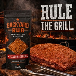 Bolsas personalizadas impresas para especias con cierre y ventana, negras mate y naranjas, para empaque de condimentos BBQ, para la marca Pitmaster OEM, 100g, 200g, 400g - Product Image 6