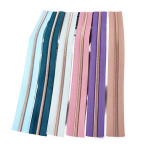 5# Colorful DIY Shoes Tailor Sewing Accessories Nylon <b>Zip</b> <b>Open</b>-<b>end</b> Auto Lock Coil Rose Gold Zipper - Product Image 4