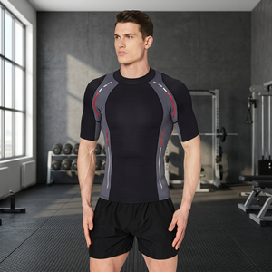 Latest Design <b>Men's</b> Short Sleeve Quick Dry Rash Guard Color Blocked Spandex Polyester Swim <b>Shirt</b> Top Adult - Product Image 5