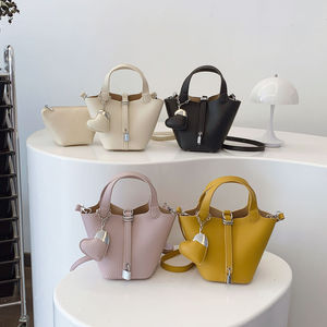 2025 New Fashionable Lady Solid-color <b>Large</b>-capacity PU Waterproof Portable <b>Cross</b>-<b>body</b>/Shoulder Handbag Bucket <b>Bag</b> <b>Women's</b> - Product Image 5