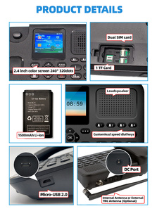 <span class=keywords><strong>Téléphone</strong></span> <span class=keywords><strong>sans</strong></span> <span class=keywords><strong>fil</strong></span> de bureau GSM avec double carte SIM, écran couleur de 2,4 pouces - Product Image 6