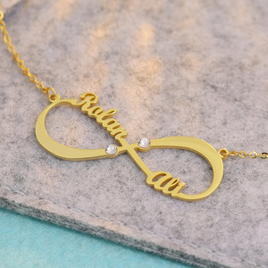 Coppie personalizzate personalizzate invia fidanzata e fidanzato intagliato infinito zircone nome ciondolo collane personalizzate a due nomi - Product Image 1