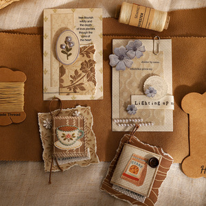 Paquete de 50 Piezas de Tela de Bordado Simulado, Serie Shadow de Tela para Manualidades, Tema Retro de Cuadros - Product Image 4