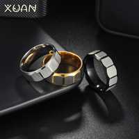 Bague pour homme en acier inoxydable, minimaliste, géométrique, facettée, brossée, bijoux, décoration de fête, vente en gros