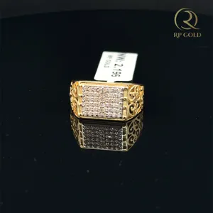 Stylish gold <b>ring</b> with detailed design and sparkling stones premium <b>mens</b> jewelry perfect for weddings parties and special - Product Image 3