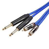 Câble OEM ODM 2 RCA mâle vers double jack TS mono 1/4 pouce, gris anthracite, gaine PVC, pour karaoké, DJ, système PA, scène