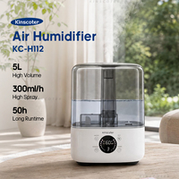 Humidificateur silencieux pour chambre à coucher, grande capacité 5L, humidificateur à brume froide avec débit de brume de 300 ml/h, contrôle intelligent pour soulager l'air sec