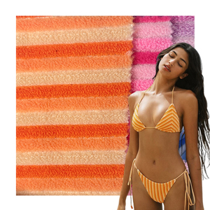 BeachStripe Terry toalla tela 3 colores diseño secado rápido Venta caliente Material para albornoces trajes de baño ropa de vacaciones al por mayor - Product Image 1