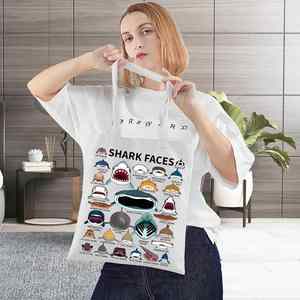 BWWKTOP Sac fourre-tout en toile à motif de tête de requin - Cadeau pour les amateurs de requins - Sacs d'épicerie réutilisables - Product Image 2