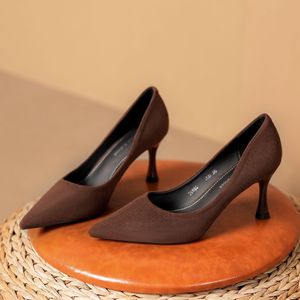 Escarpins en daim à bout pointu et talon aiguille, chaussures de bureau confortables pour femmes, taille 36 - Product Image 1