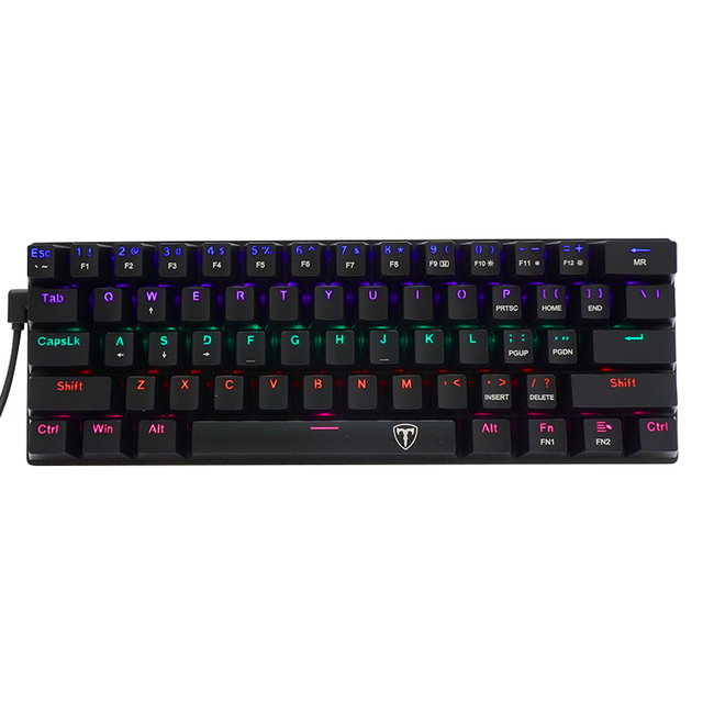 61 Keys Compact Portable Design 60% rainbow Backlighting Wired Mechanical Gaming Keyboard