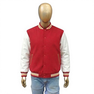 Chaqueta Clásica Roja de Invierno para Hombre, Estilo Universitario, Bordada, Resistente al Viento, de Poliéster/Algodón - Product Image 1