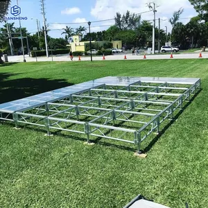 Luxury Wedding Stage Aluminum Outdoor Party Clear Acrylic Glass Stage Podium Event Aluminum Catwalk Glass Stage