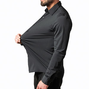 <span class=keywords><strong>Camicie</strong></span> Nere Formali da Uomo a Maniche Lunghe, Elastiche, Senza Stiratura, Tinta Unita, Mercerizzate, per Lavoro Invernale - Product Image 2