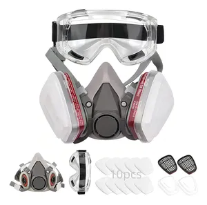 Semimáscara reutilizable equipada con un cartucho de filtro para vapores orgánicos y gafas de seguridad - Product Image 2
