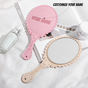 Retro European Hand <b>Mirror</b> Girls Single Side Portable Gold Handheld Makeup <b>Mirror</b> with Logo - Product Image 5